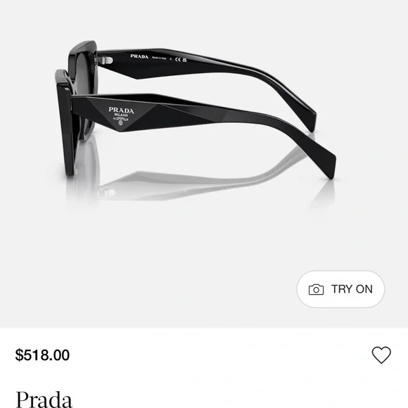 Prada Glossy Black Cat-Eye Sunglasses - Picture 10 of 15